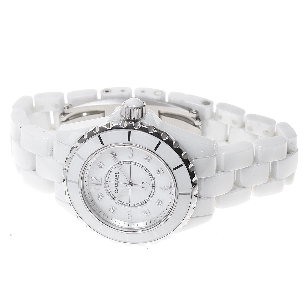 CHANEL J12 33mm H2422 White ceramic 8P diamond Quartz Ladies Watch_864624