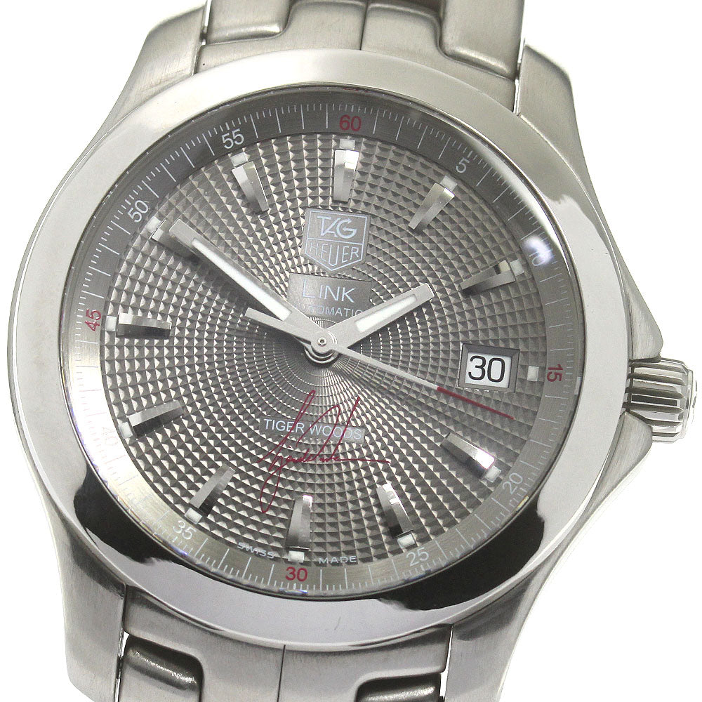 TAG HEUER Link Tiger Woods WJF2113 Date Silver Dial Automatic Men's Watch_864687