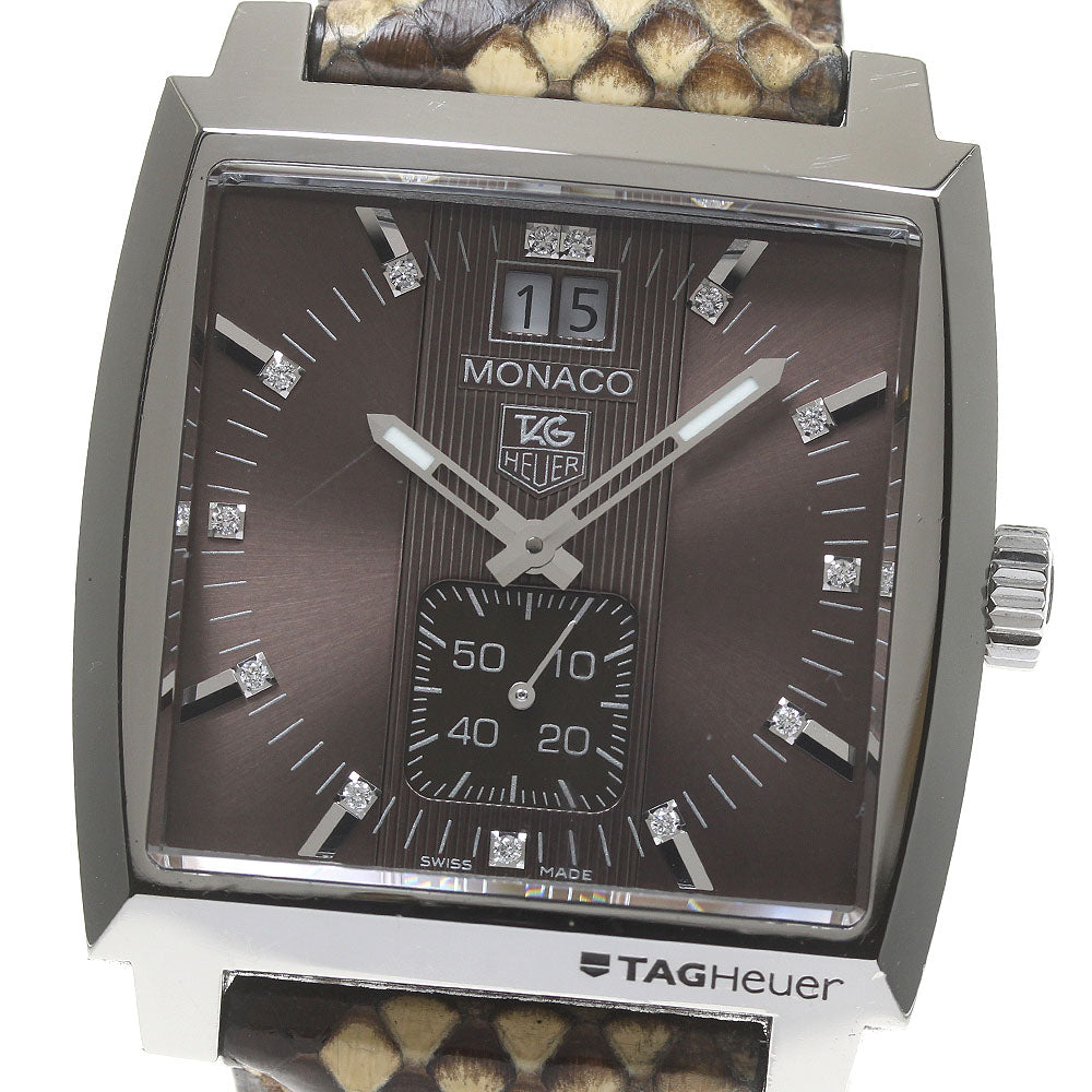 TAG HEUER Monaco WAW1315 13P diamond Brown Dial Quartz Men's Watch_864689