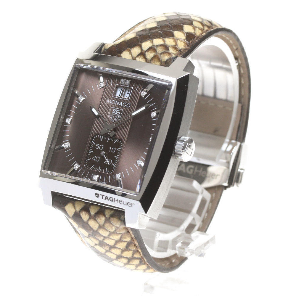 TAG HEUER Monaco WAW1315 13P diamond Brown Dial Quartz Men's Watch_864689