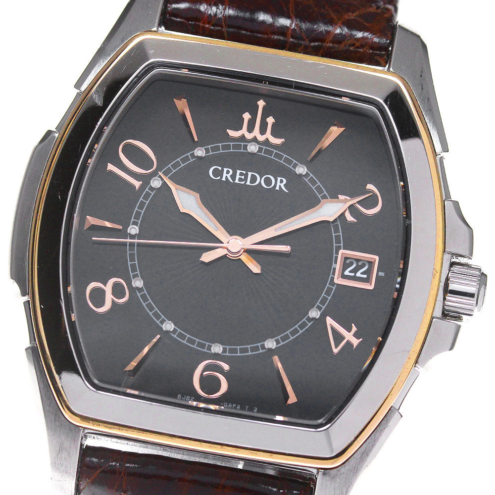 SEIKO CREDOR 8J82-0AE0/GCAX970 Date black Dial Quartz Men's Watch_864718