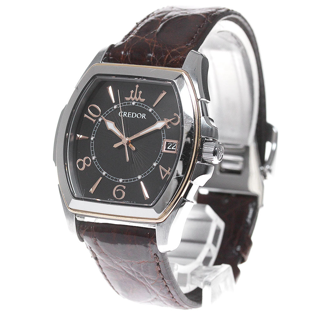 SEIKO CREDOR 8J82-0AE0/GCAX970 Date black Dial Quartz Men's Watch_864718