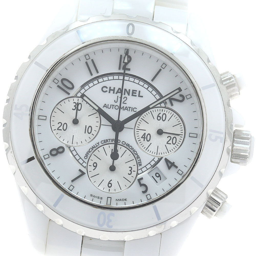 CHANEL J12 white ceramic H1007 Date Chronograph Automatic Men's Watch_864722