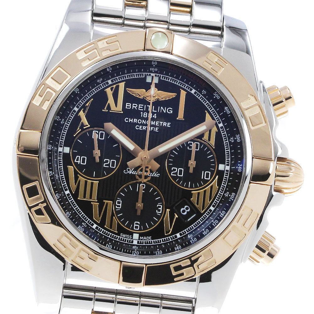 BREITLING Chronomat44 CB0110 K18PG2 tone black Dial Automatic Men's Watch_864758