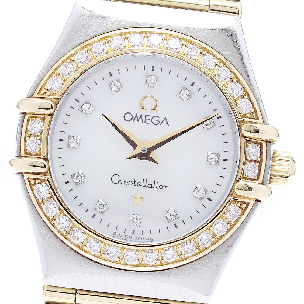 OMEGA Constellation Mini 1267.75 12P diamond bezel full bar White shell Dial Quartz Ladies Watch_864782