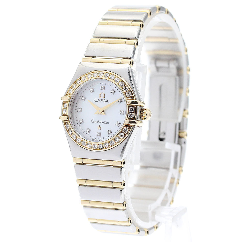 OMEGA Constellation Mini 1267.75 12P diamond bezel full bar White shell Dial Quartz Ladies Watch_864782