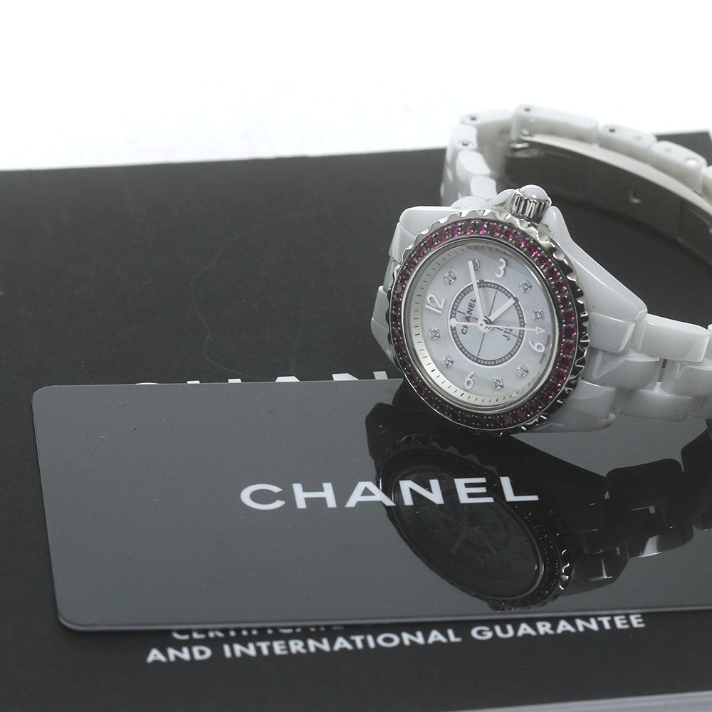 CHANEL J12 H3243 8P diamond pink sapphire bezel White shell Dial Quartz Ladies Watch_864808