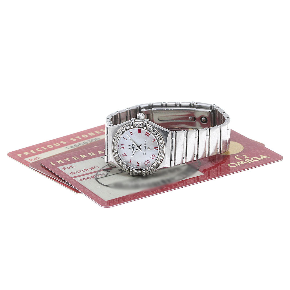 OMEGA Constellation Mini 1466.63 Diamond Bezel White shell Dial Quartz Ladies Watch_864933
