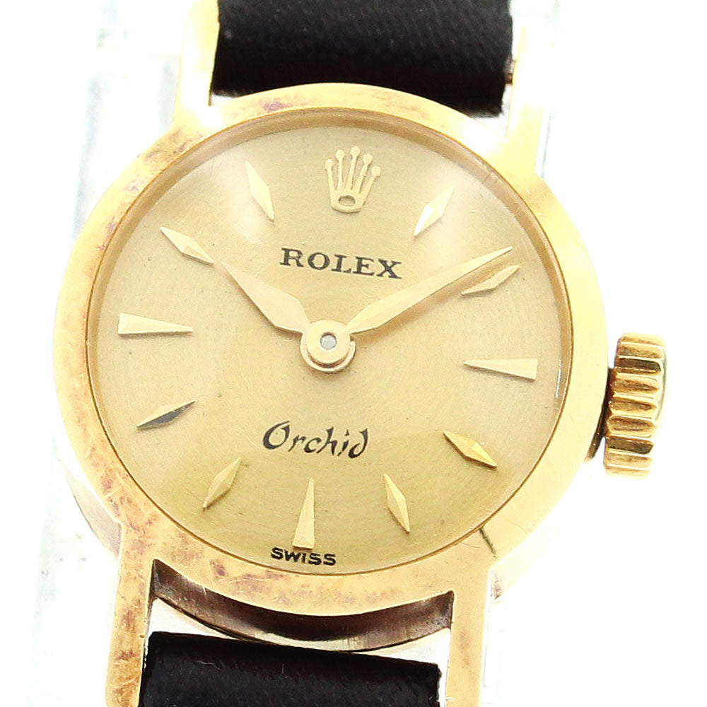 ROLEX Orchid 8901 18K Yellow Gold Gold Dial Hand Winding Ladies Watch_864965
