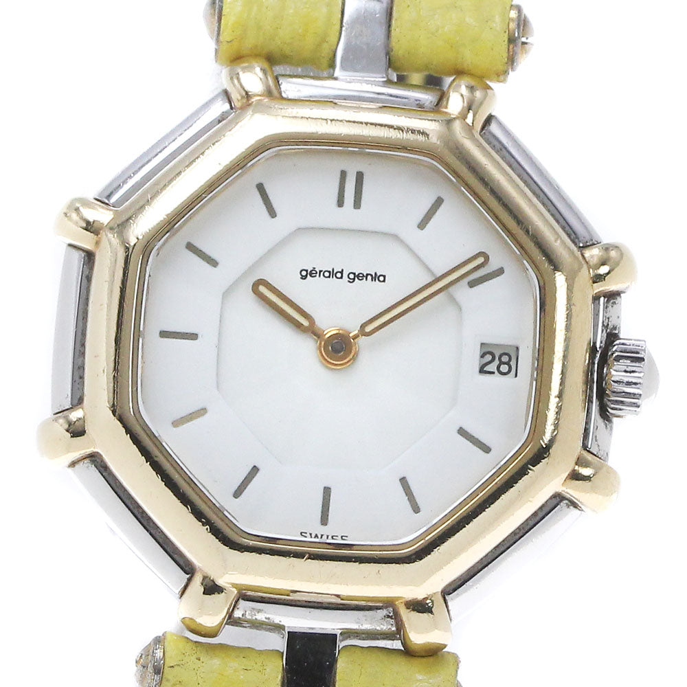 Gerald Genta 2899 711 OAB YG bezel date white Dial Quartz Ladies Watch_864995