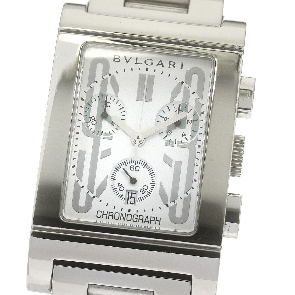 BVLGARI Rettangolo RTC49S Chronograph Date White Dial Quartz Men's Watch_865033