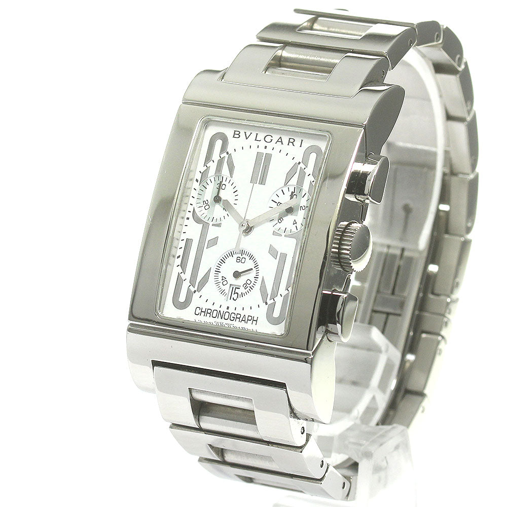 BVLGARI Rettangolo RTC49S Chronograph Date White Dial Quartz Men's Watch_865033