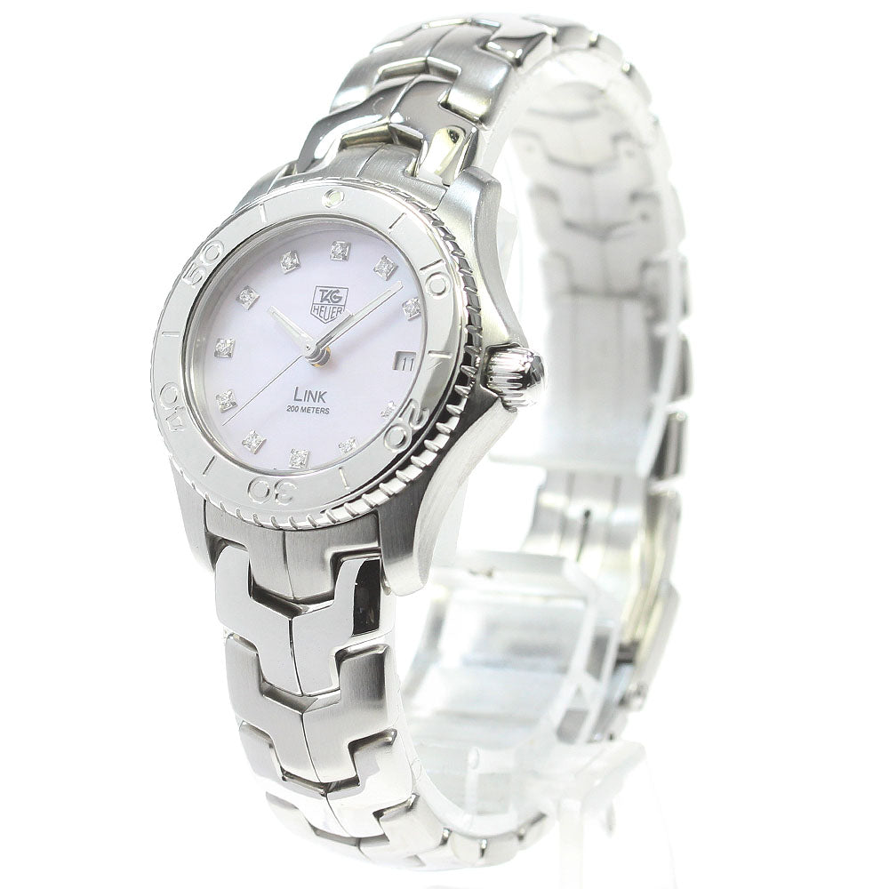 TAG HEUER Link WJ131C-1 Date 11P diamond Pink shell Dial Quartz Ladies Watch_865069