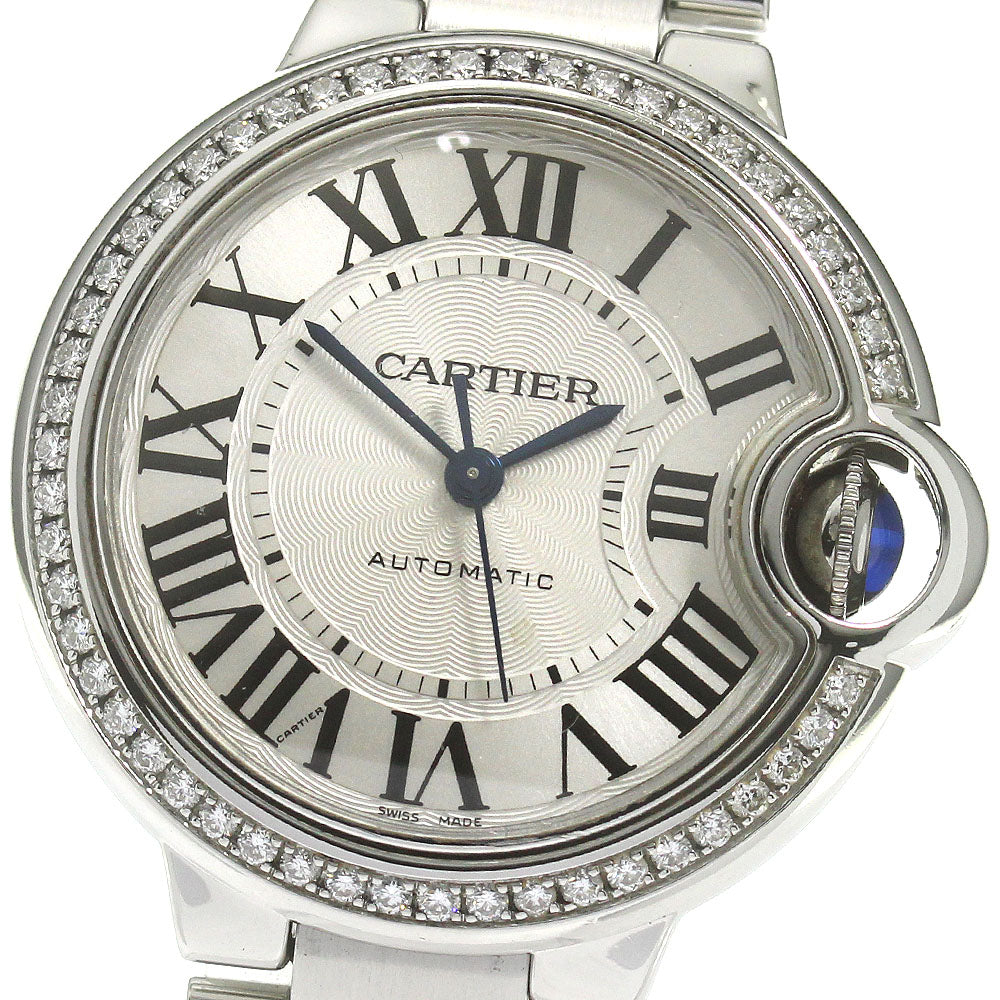 CARTIER Baron blue MM W4BB0016 Diamond Bezel Automatic Boy's Watch_865165