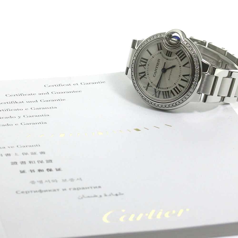 CARTIER Baron blue MM W4BB0016 Diamond Bezel Automatic Boy's Watch_865165