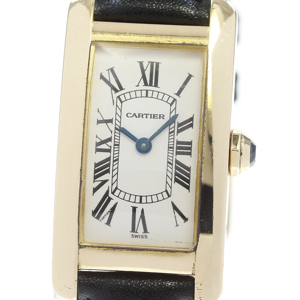 CARTIER Tank American SM W2601556 18K Yellow Gold Quartz Ladies Watch_865206