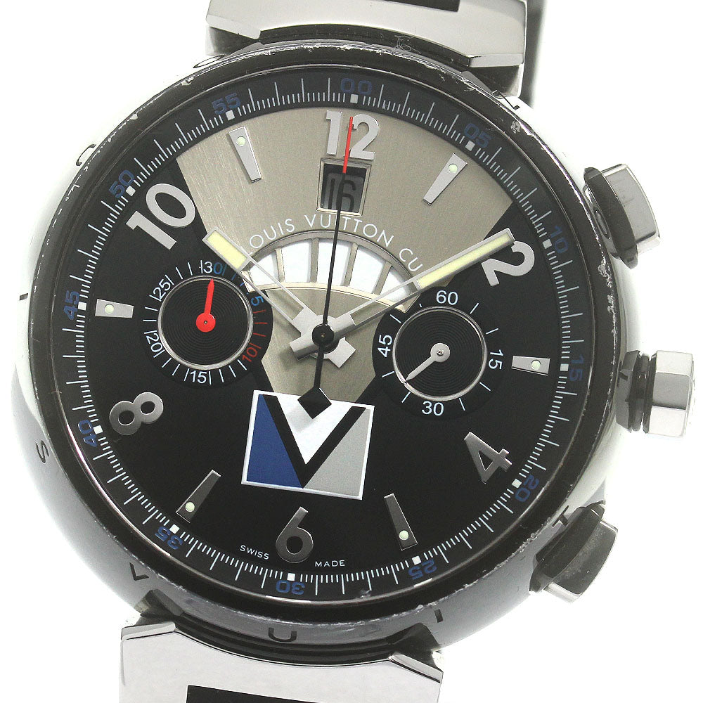 LOUIS VUITTON Tambour Regata Q102G Chronograph black Dial Automatic Men's_865316
