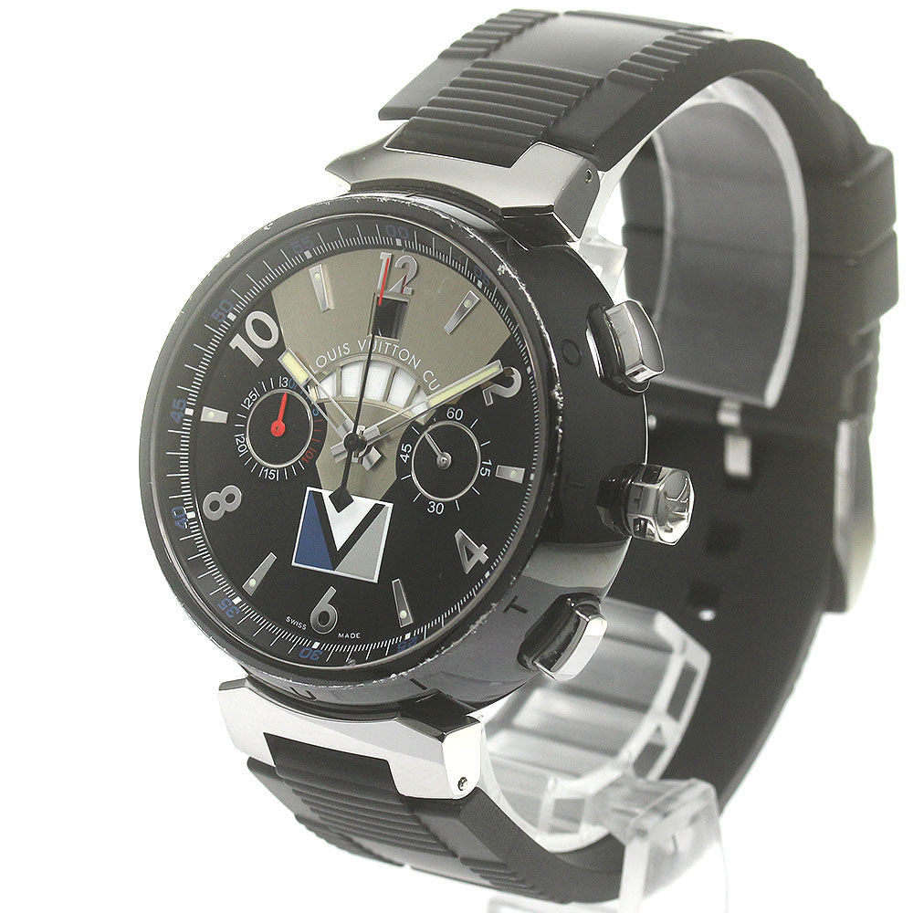 LOUIS VUITTON Tambour Regata Q102G Chronograph black Dial Automatic Men's_865316