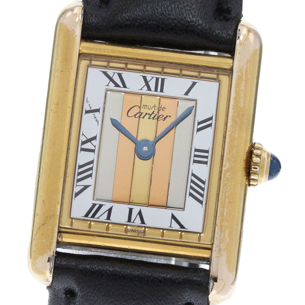 CARTIER Must Tank SM Vermeil White gold Dial Quartz Ladies Watch_865351