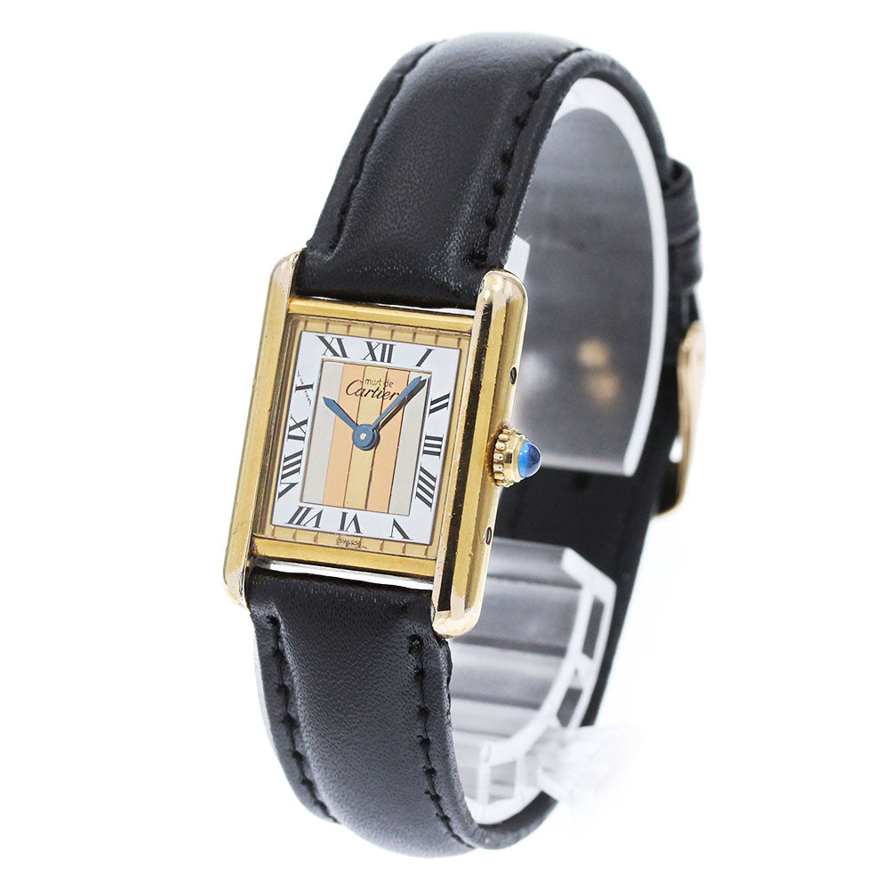 CARTIER Must Tank SM Vermeil White gold Dial Quartz Ladies Watch_865351