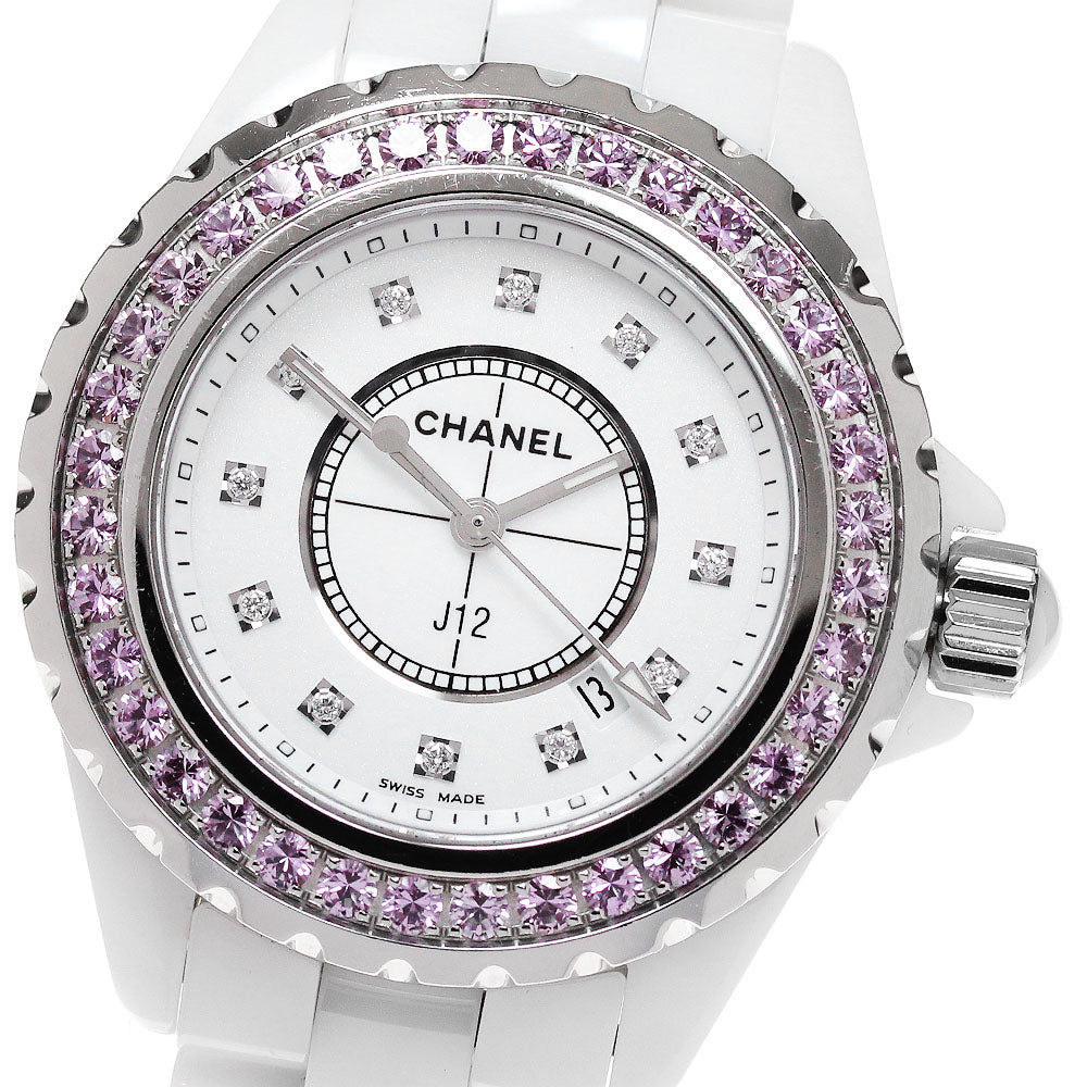CHANEL J12 H2010 Pink sapphire bezel 12P diamond Quartz Ladies_865372