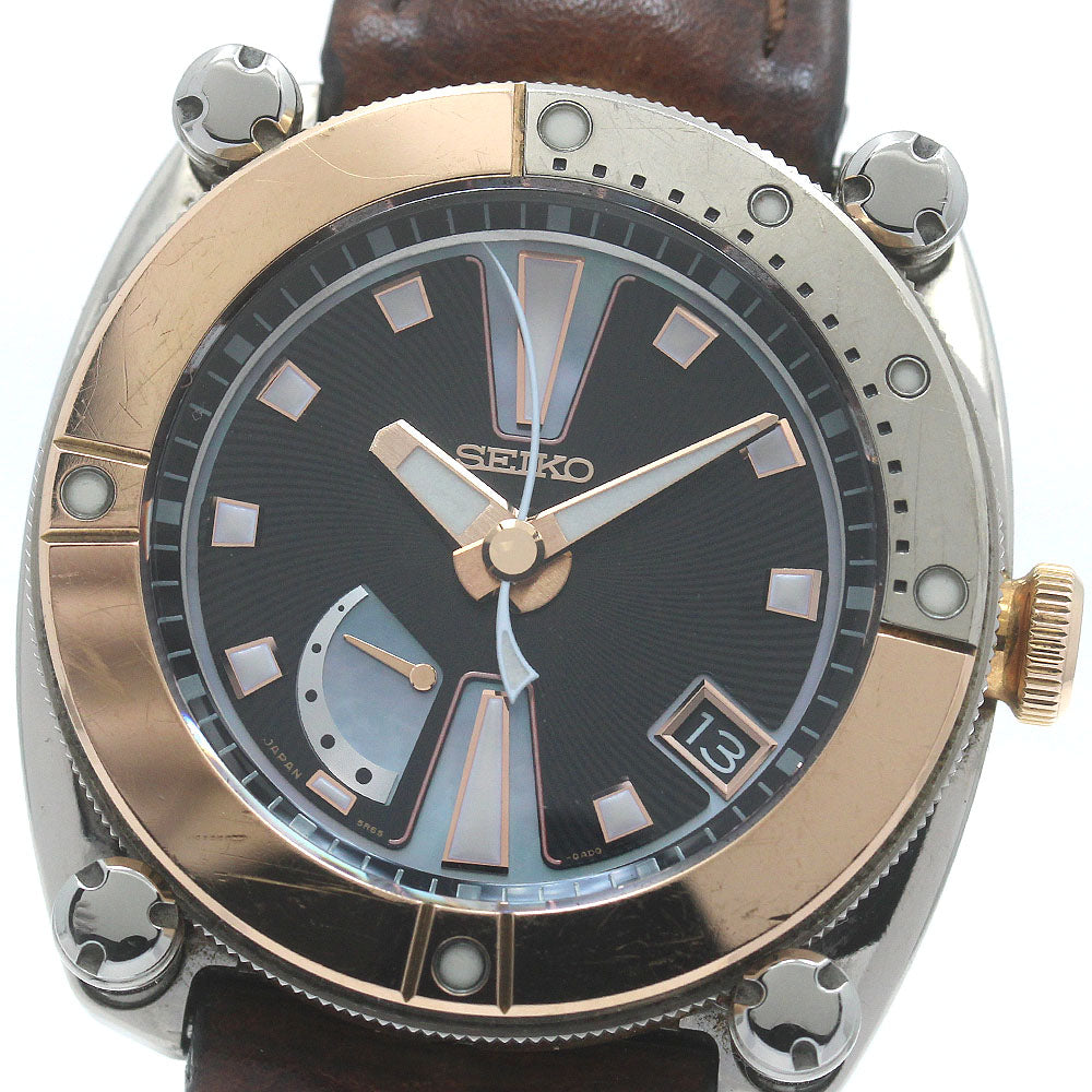 SEIKO Galante SBLA030/5R65-0AD1 K18PG/K18WG Black / blue shell Dial Spring drive Men's Watch_865386