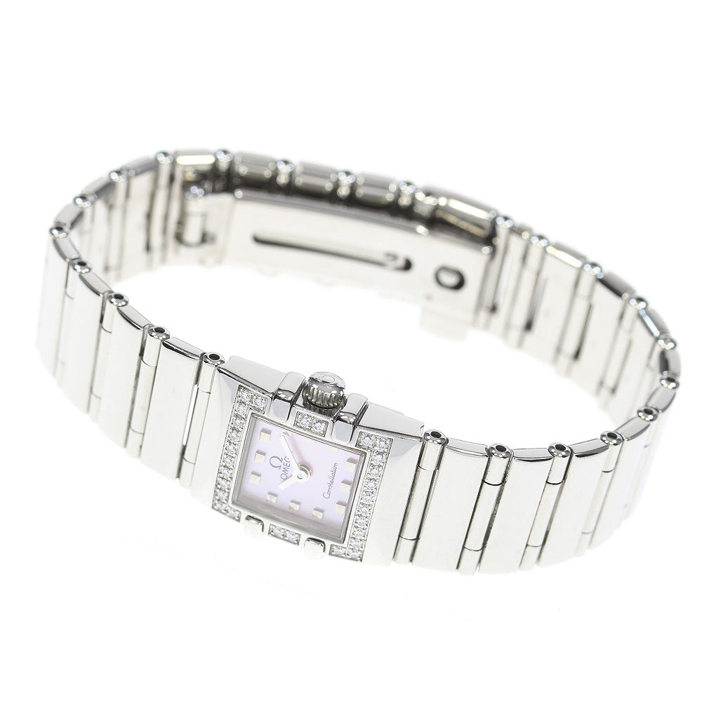 OMEGA Constellation Carre Quadra 1537.73 Diamond Bezel Pink shell Dial Quartz Ladies Watch_865403