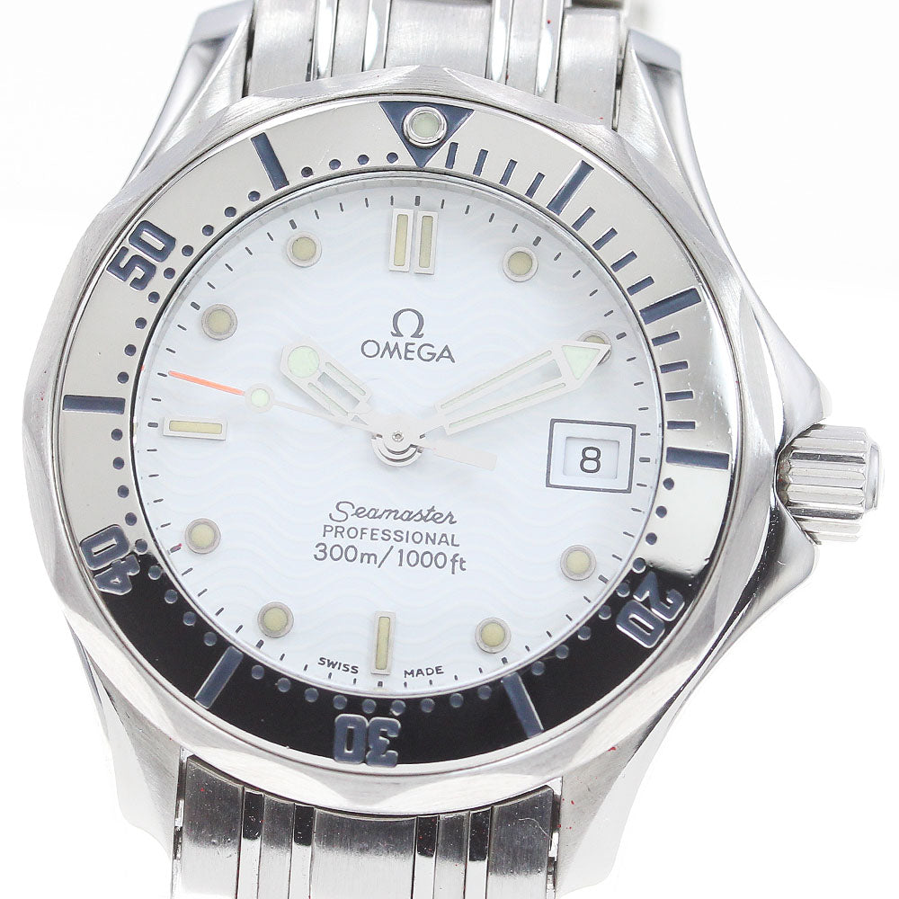 OMEGA Seamaster300 2582.20 Date white Dial Quartz Ladies Watch_865420