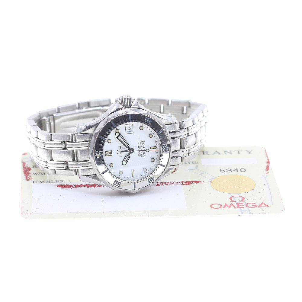 OMEGA Seamaster300 2582.20 Date white Dial Quartz Ladies Watch_865420