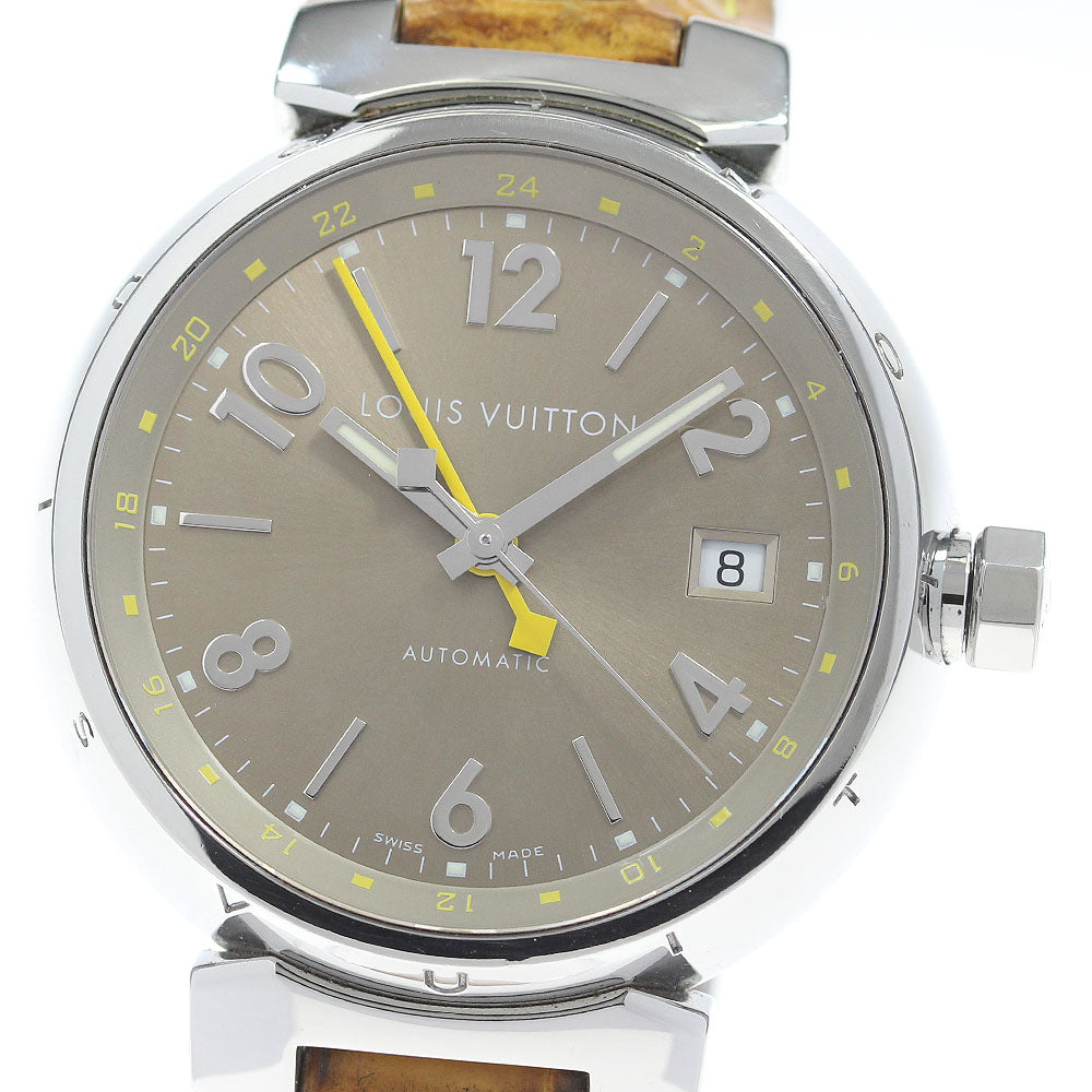 LOUIS VUITTON Tambour Q1132 Date GMT Brown Dial Automatic Men's Watch_865967