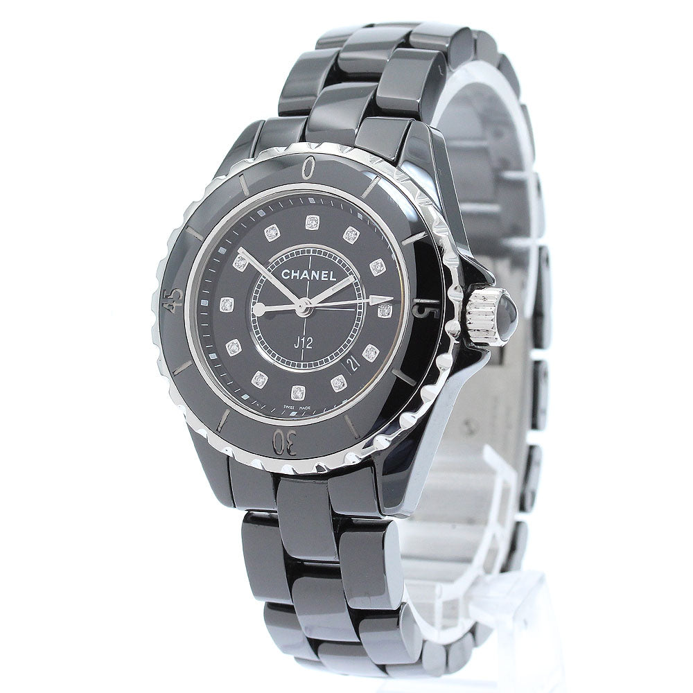 CHANEL J12 H1625 Black ceramic 33mm 12P diamond black Dial Quartz Ladies_865989