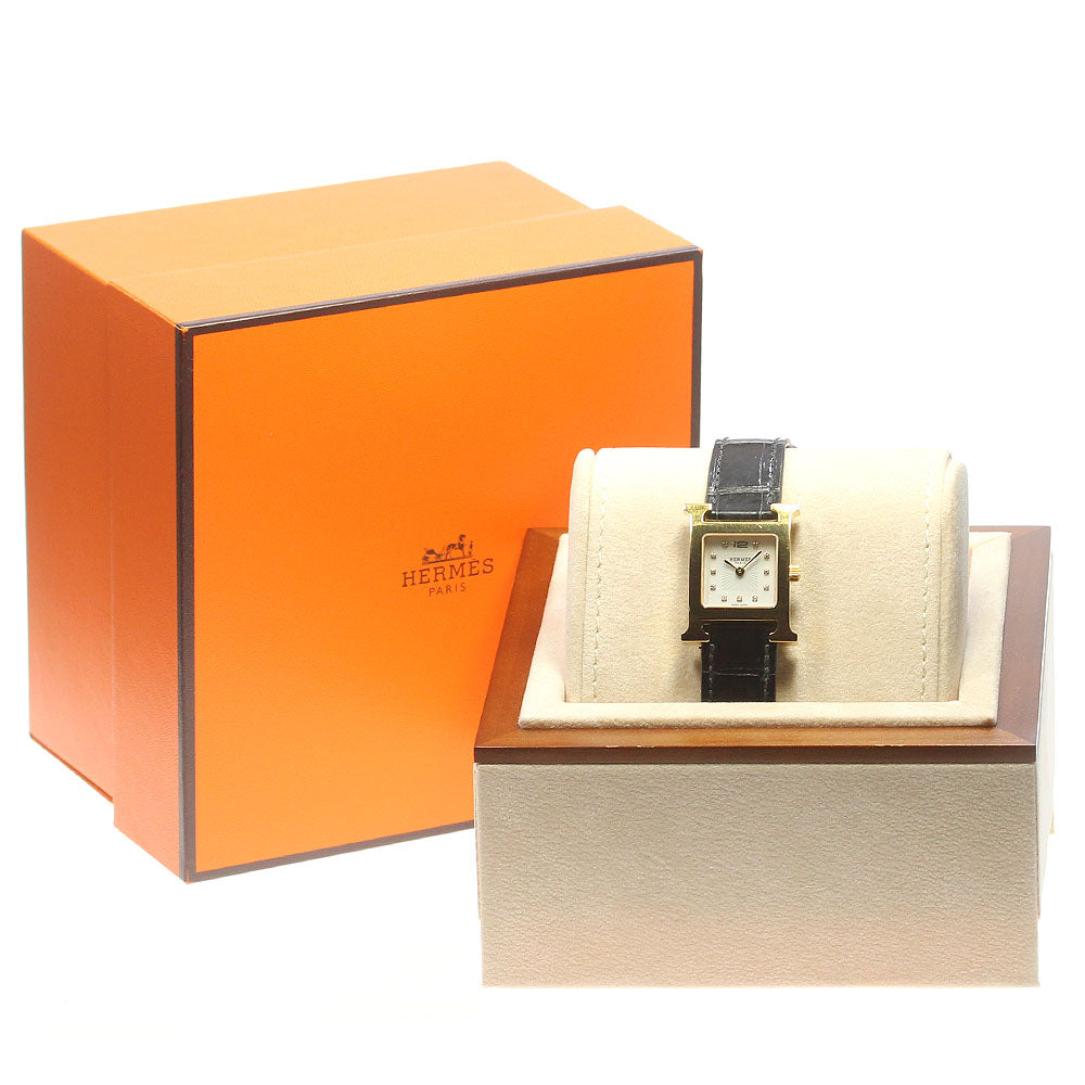 HERMES H watch HH1.202 11P diamond White shell Dial Quartz Ladies Watch_866019