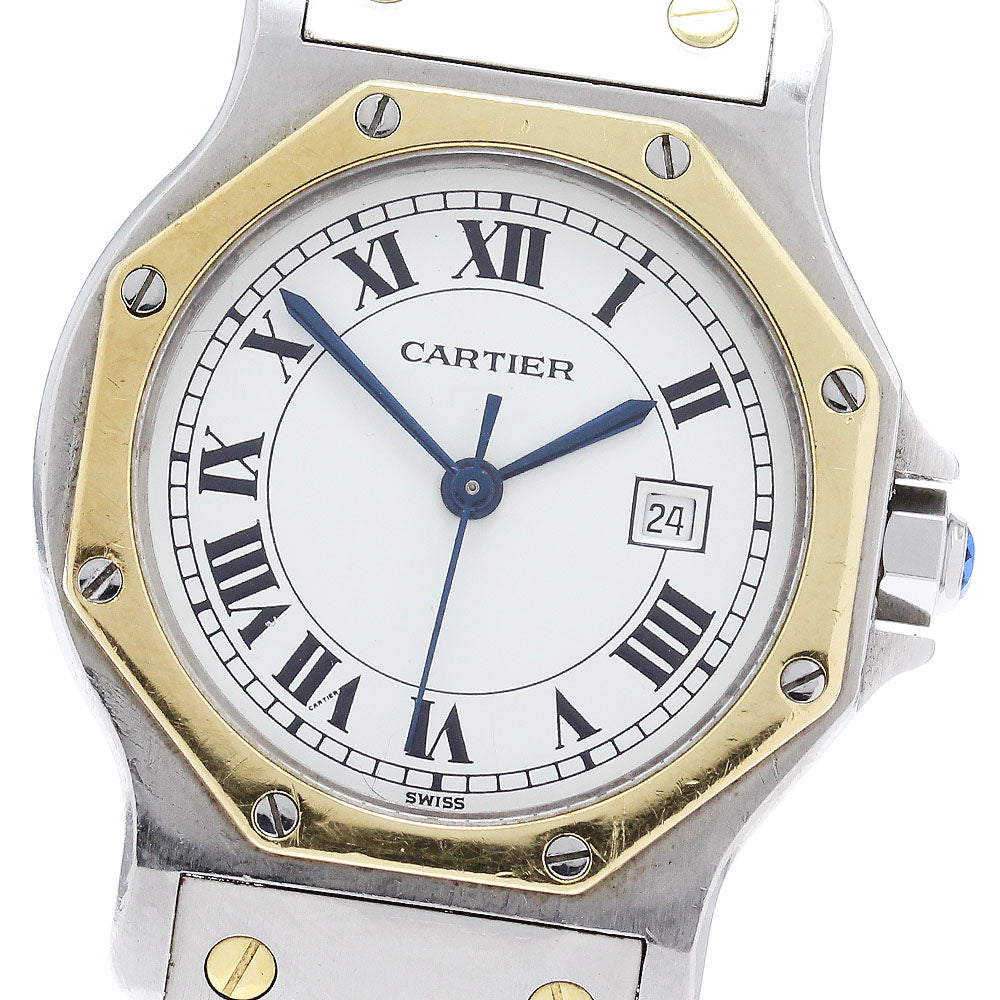 CARTIER Santos Octagon LM Date YG2 tone white Dial Automatic Men's Watch_866033