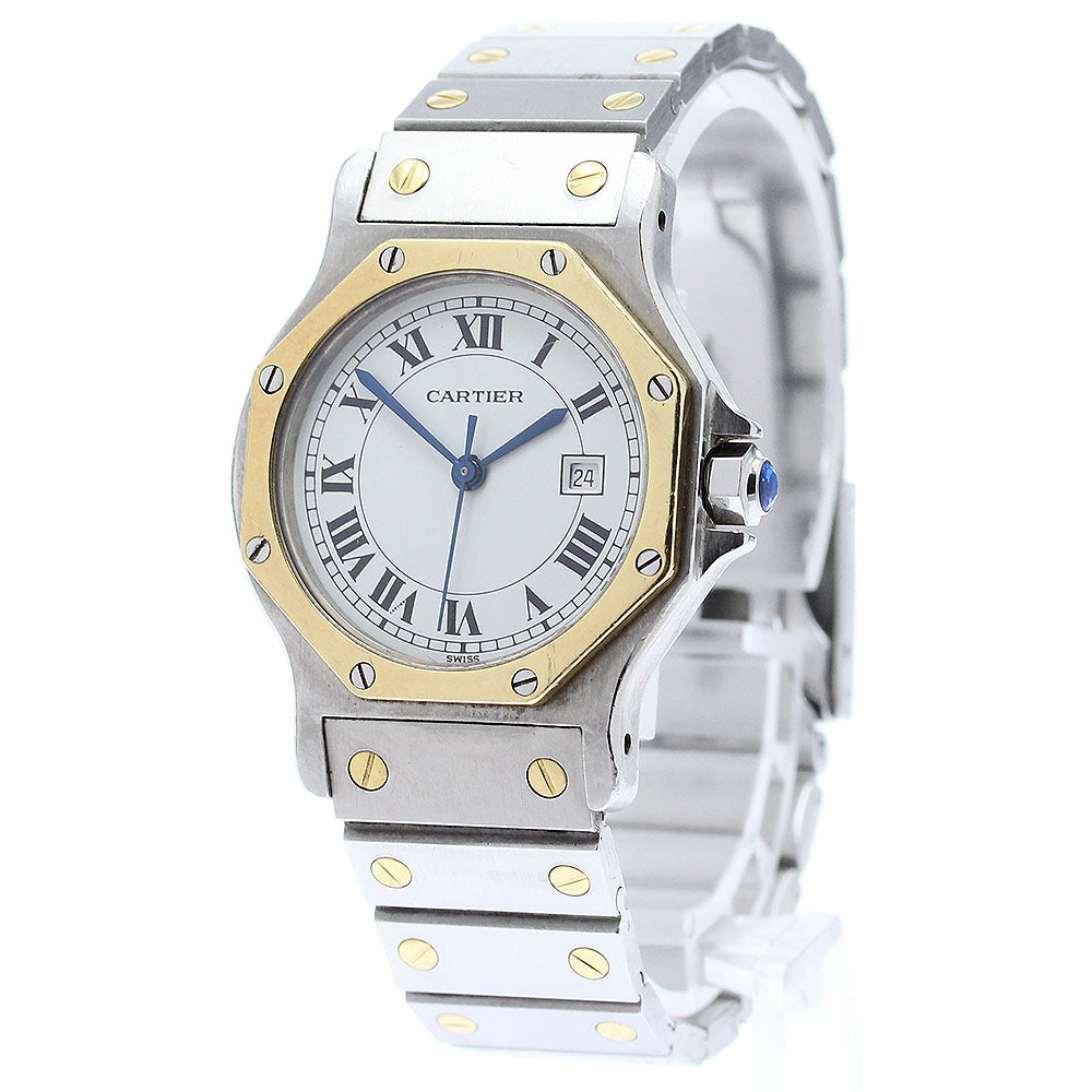 CARTIER Santos Octagon LM Date YG2 tone white Dial Automatic Men's Watch_866033