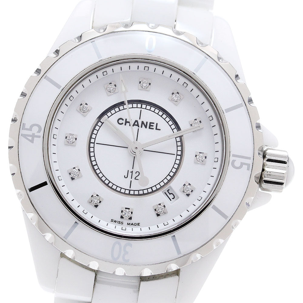 CHANEL J12 H1628 33MM White Ceramic 12P Diamond Quartz Ladies Watch_866059