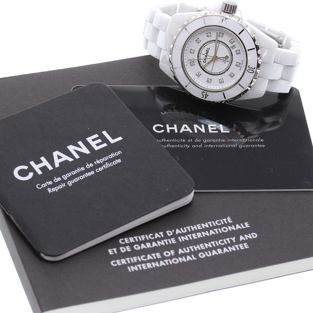 CHANEL J12 H1628 33MM White Ceramic 12P Diamond Quartz Ladies Watch_866059