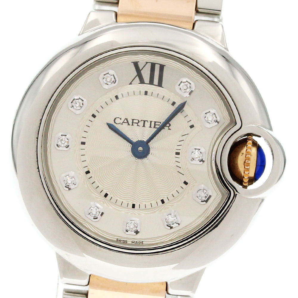 CARTIER Baron blue SM WE902030 K18PG 2 tone 11P diamond Quartz Ladies _866113