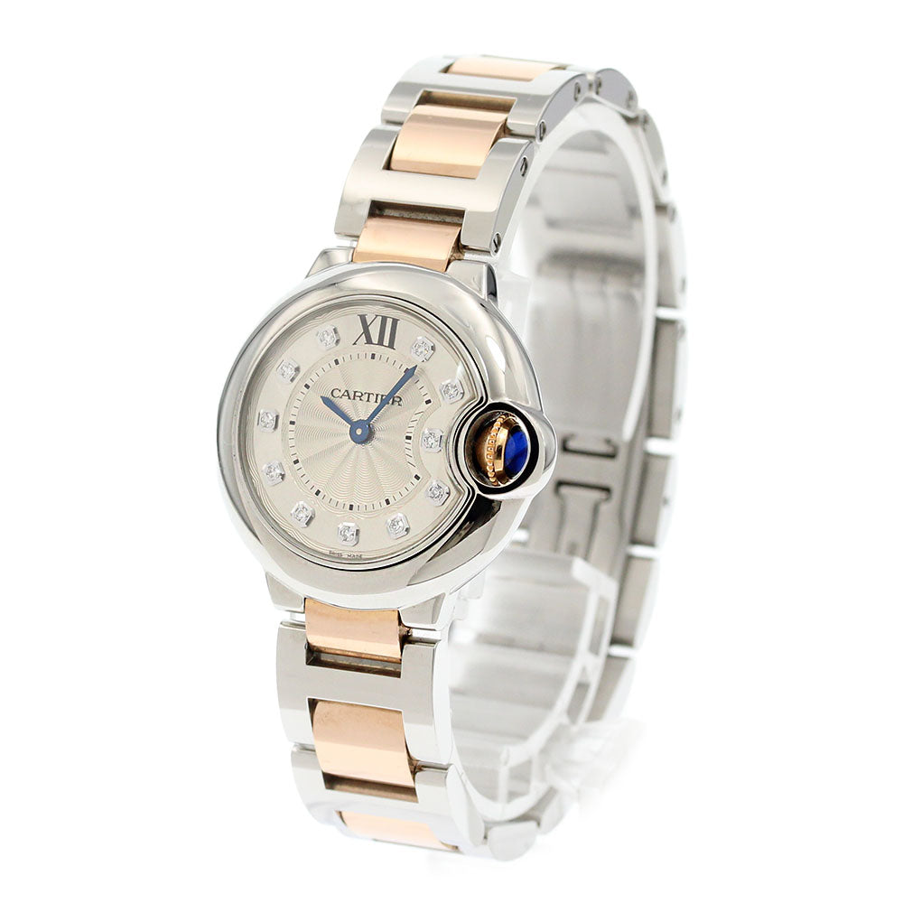 CARTIER Baron blue SM WE902030 K18PG 2 tone 11P diamond Quartz Ladies _866113