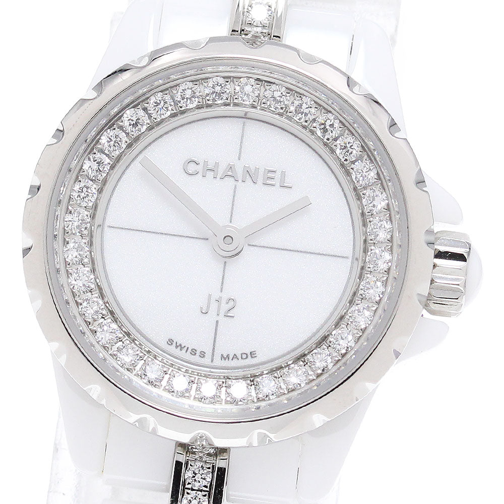 CHANEL J12 XS H5238 White ceramic diamond bracelet Quartz Ladies Watch_866177