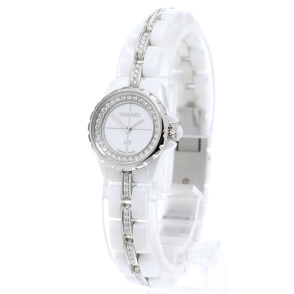 CHANEL J12 XS H5238 White ceramic diamond bracelet Quartz Ladies Watch_866177