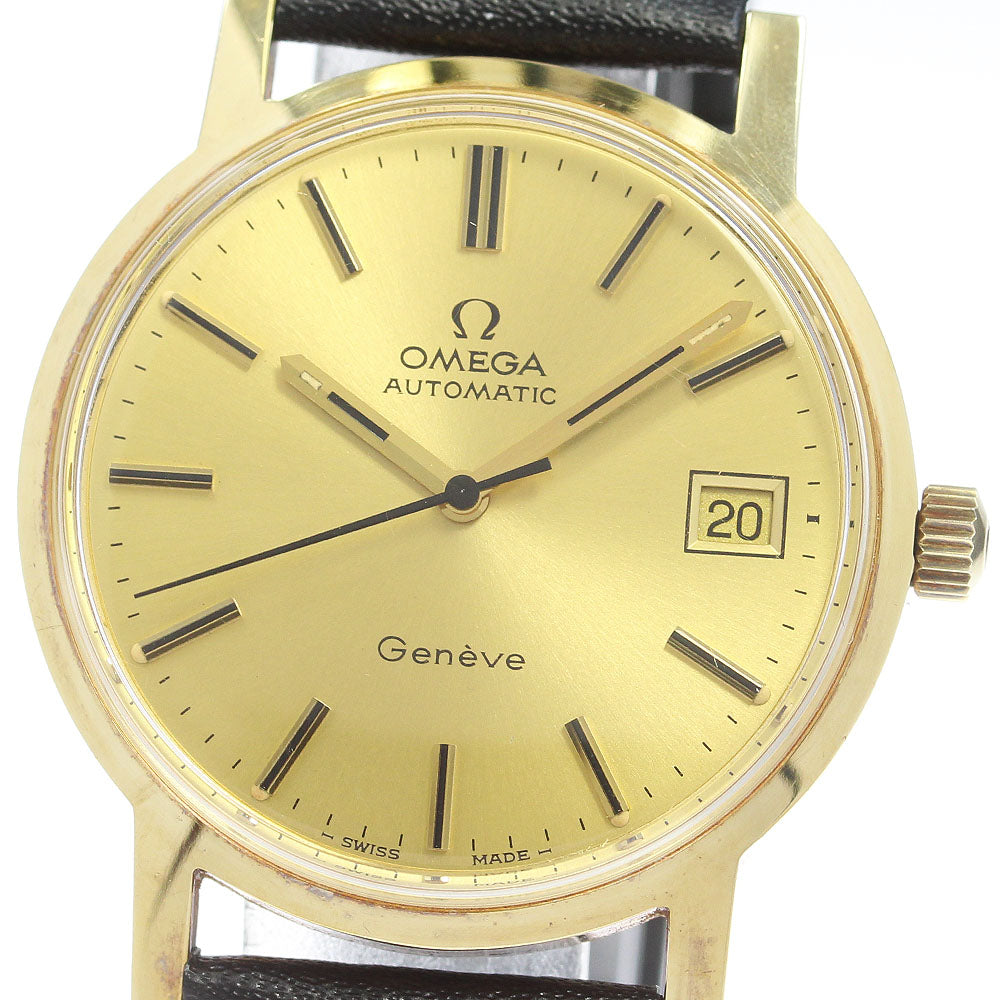 OMEGA Geneve 166.163 K18YG Date Cal.1012 Gold Dial Automatic Men's Watch_866215
