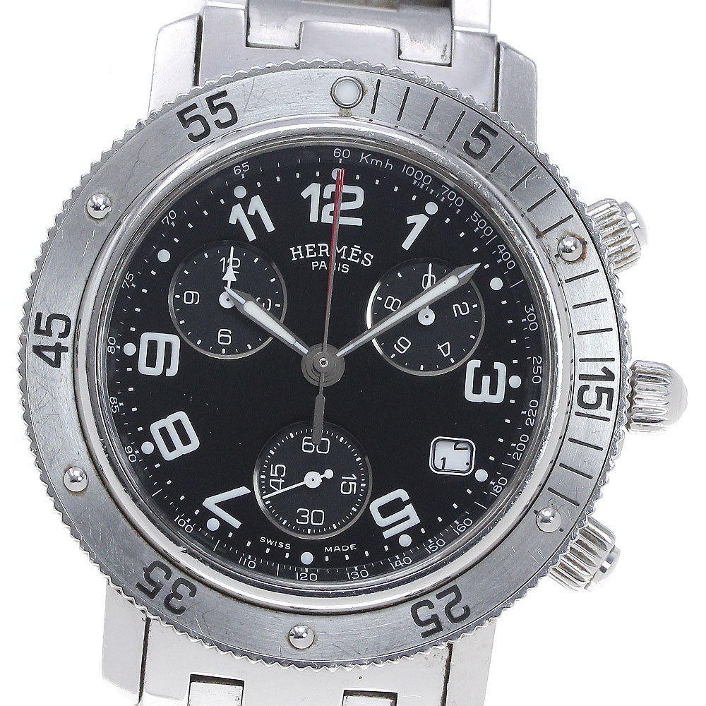 HERMES Clipper diver CL2.910 Chronograph Black Dial Quartz Men's Watch_866255