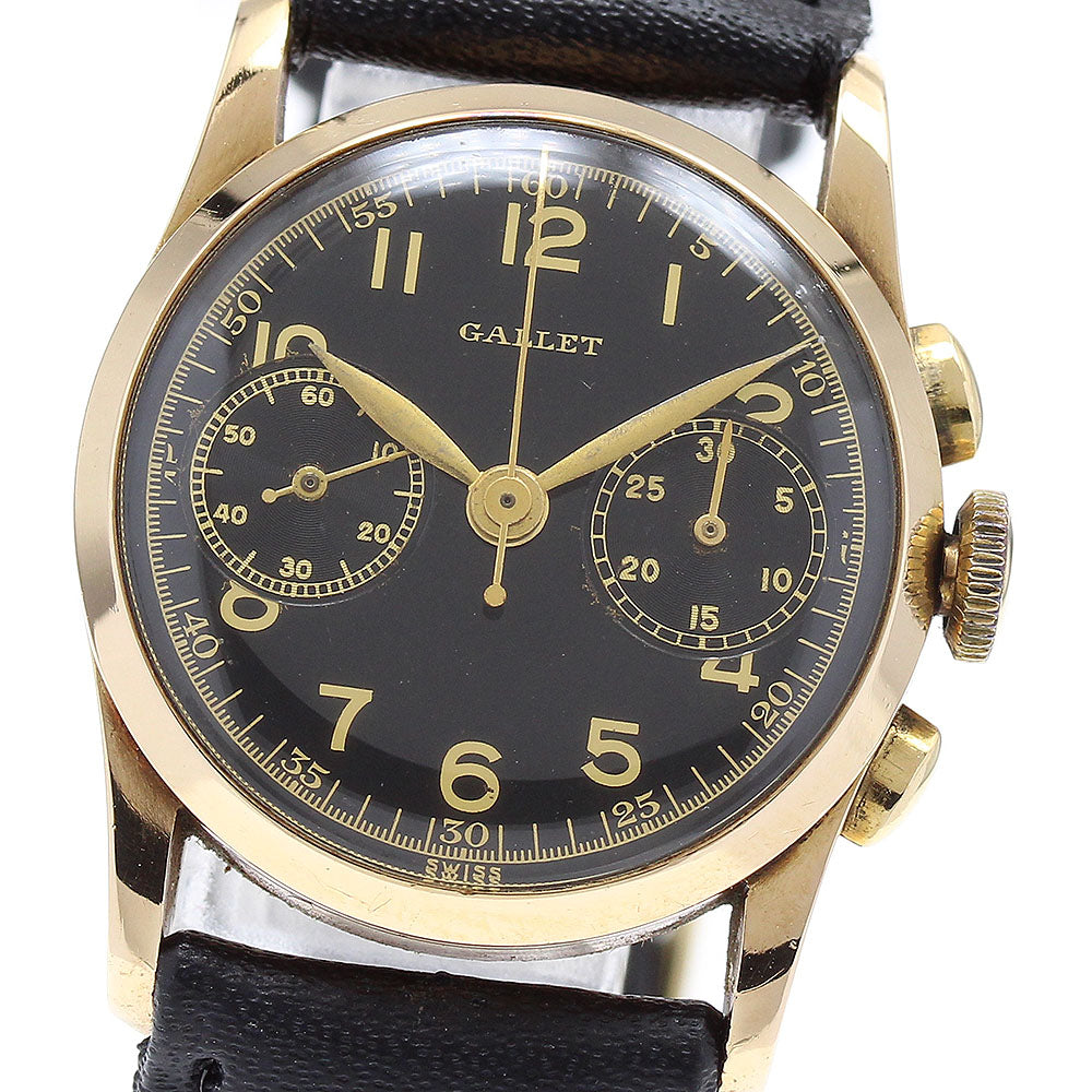 Gallet Baby Chrono 21803 K14YG Chronograph black Dial Hand Winding Ladies Watch_866389