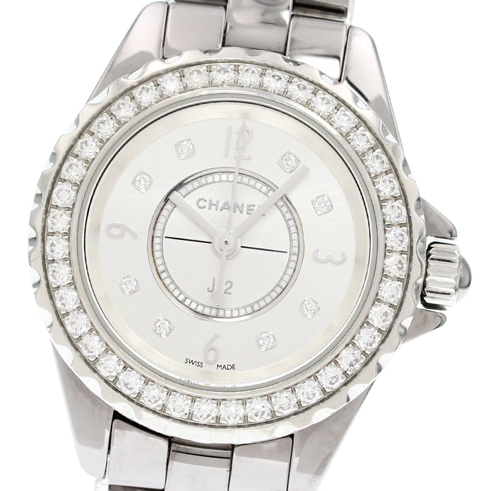 CHANEL J12 Chromatic H3401 Diamond Bezel Silver Dial Quartz Ladies Watch_866417