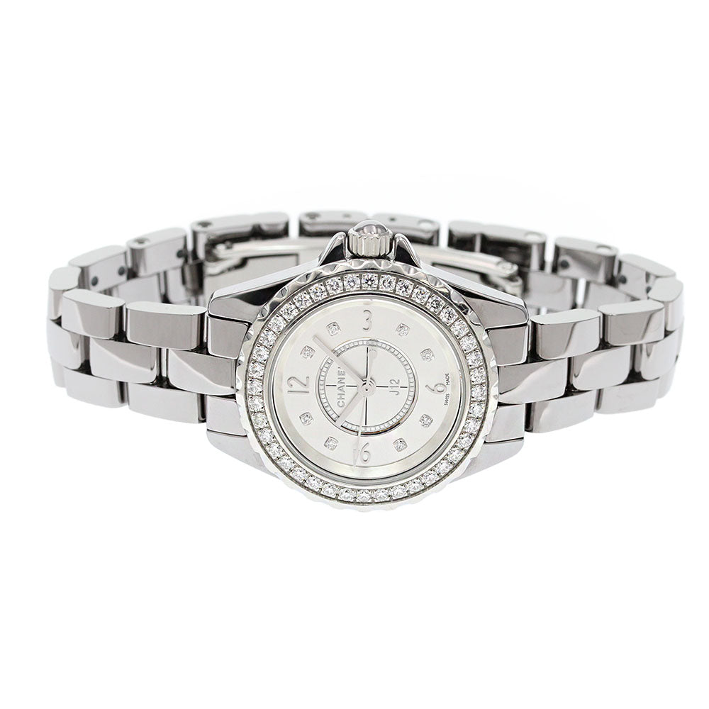 CHANEL J12 Chromatic H3401 Diamond Bezel Silver Dial Quartz Ladies Watch_866417