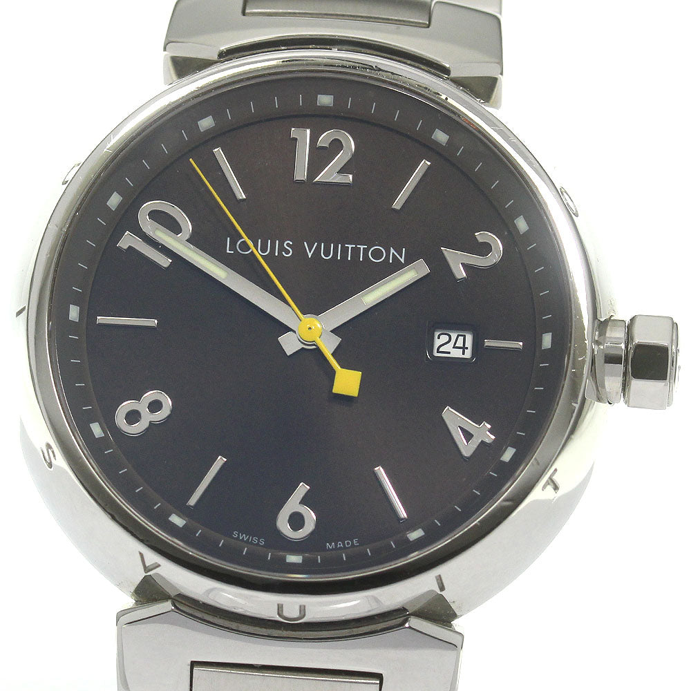 LOUIS VUITTON Tambour Q1111 Date Brown Dial Quartz Men's Watch_866458