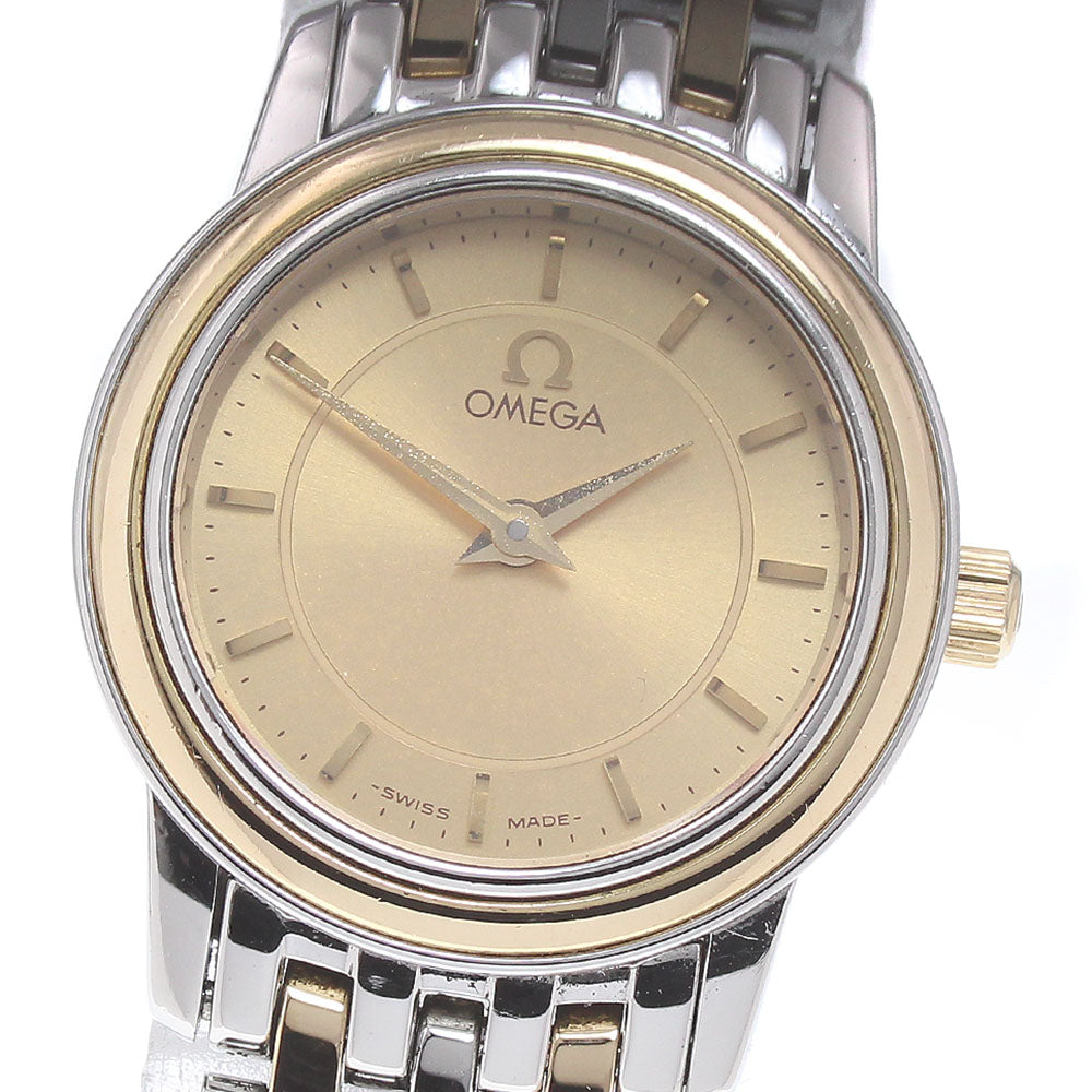 OMEGA De Ville Prestige 4370.11 YG2 tone gold Dial Quartz Ladies Watch_866466