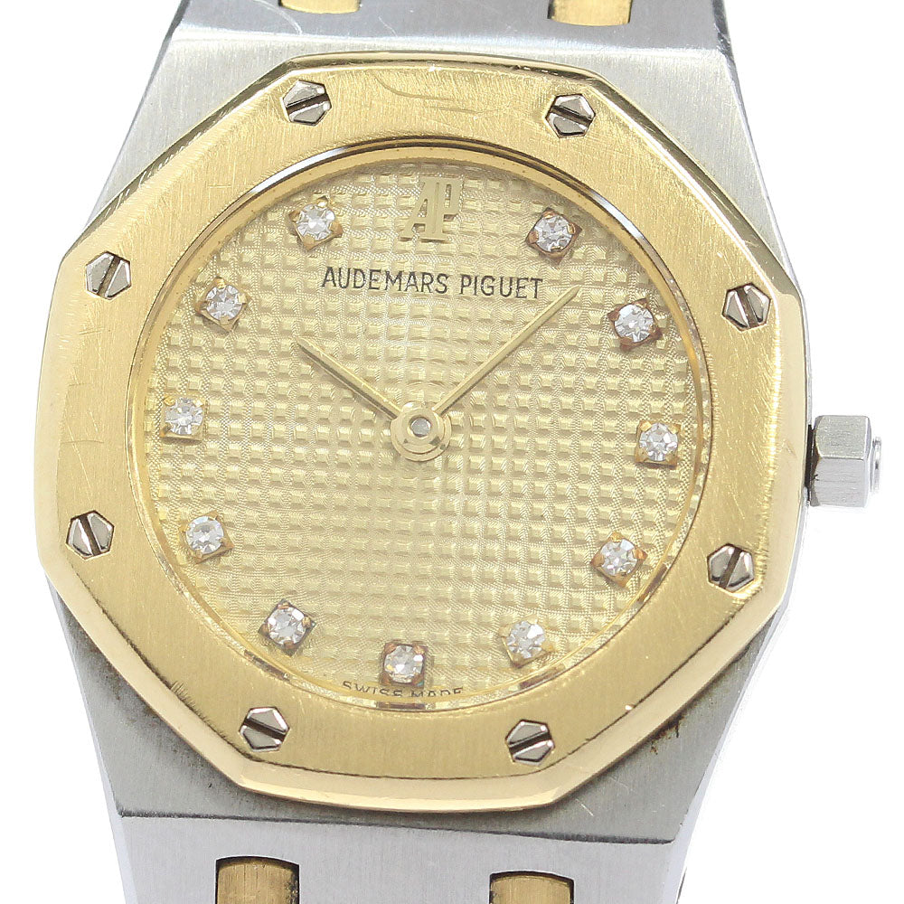 AUDEMARS PIGUET Royal oak 11P diamond gold Dial Quartz Ladies Watch_866478