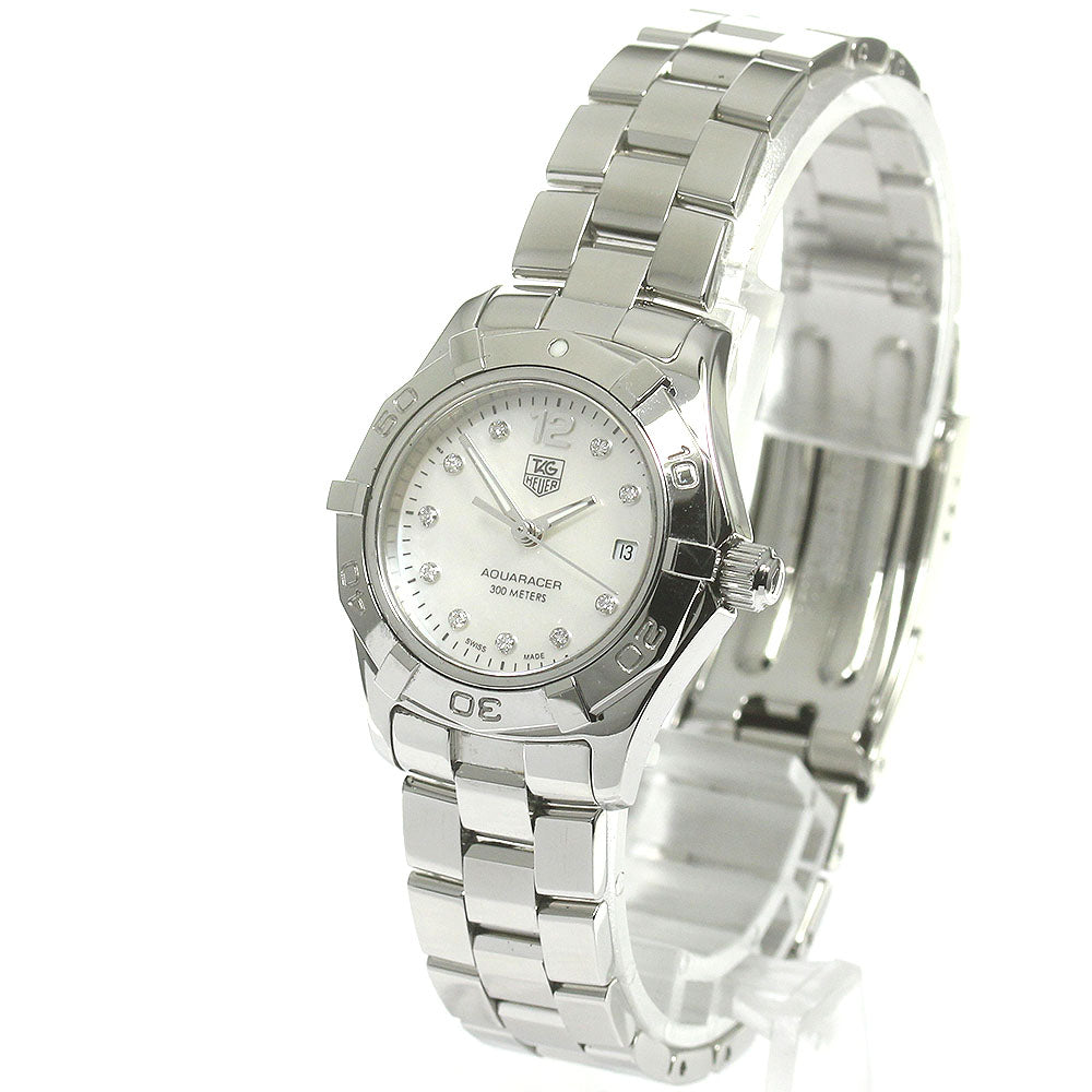 TAG HEUER Aqua racer WAF1415/BA0813 10P diamond date White shell Dial Quartz Ladies Watch_866548