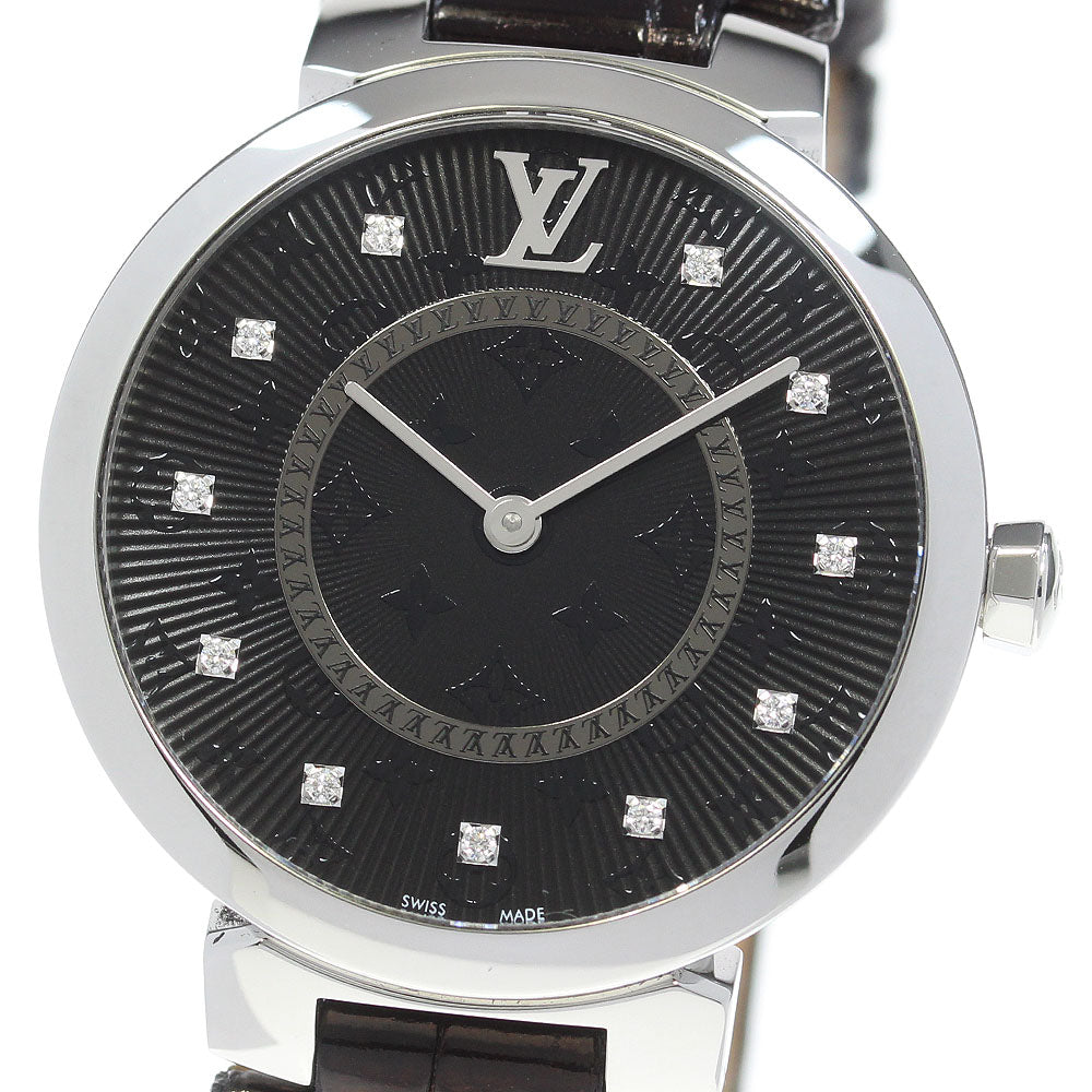 LOUIS VUITTON Tambour Slim MM QA144 11P diamond black Dial Quartz Ladies Watch_866564